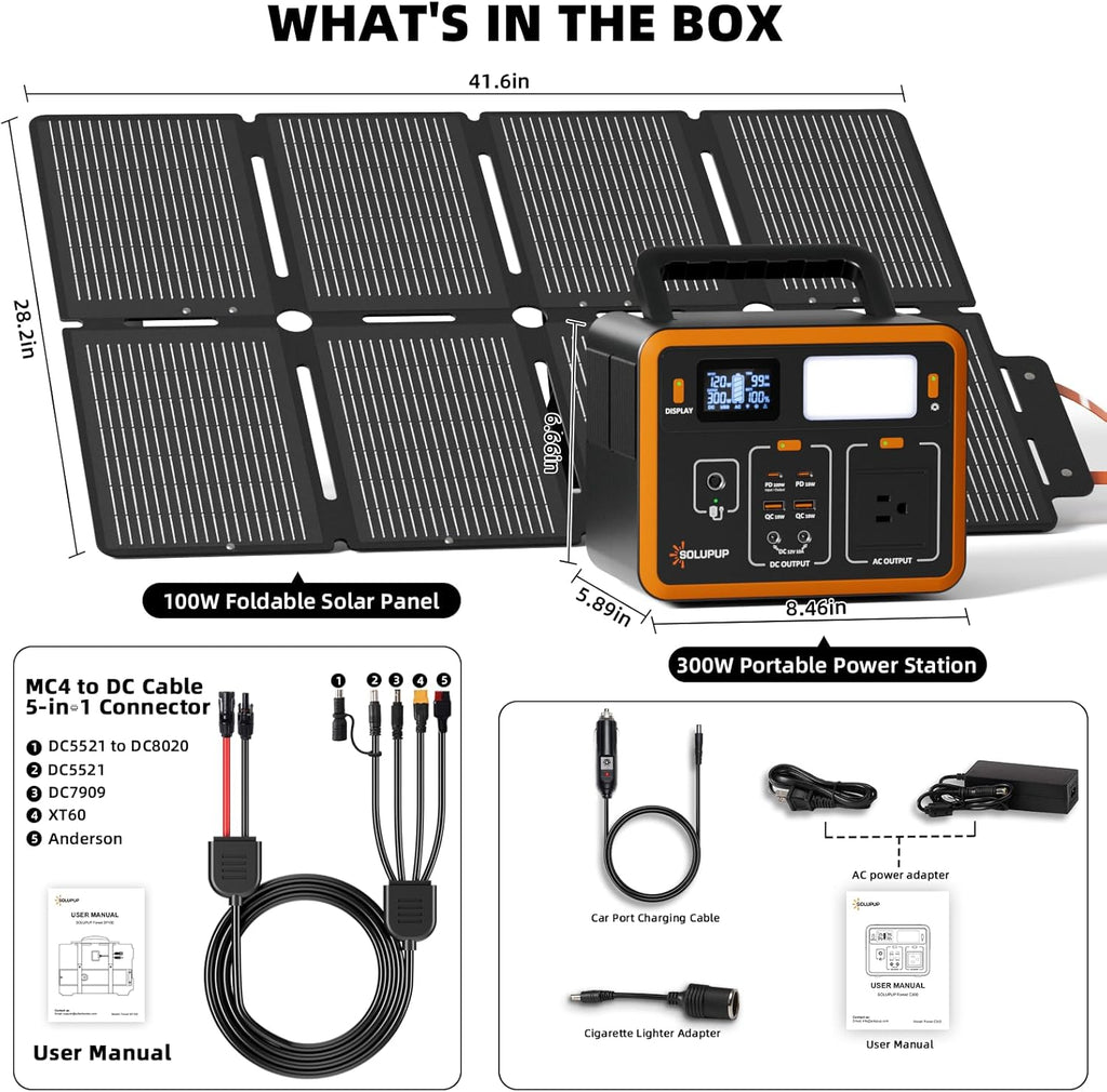 SOLUPUP 288Wh Portable Solar Generator with 100W Foldable Solar Panel