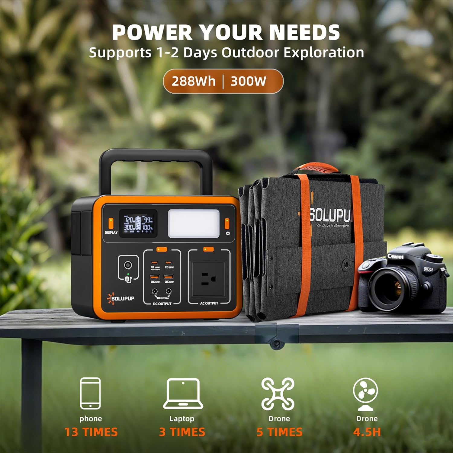 SOLUPUP 288Wh Portable Solar Generator with 100W Foldable Solar Panel